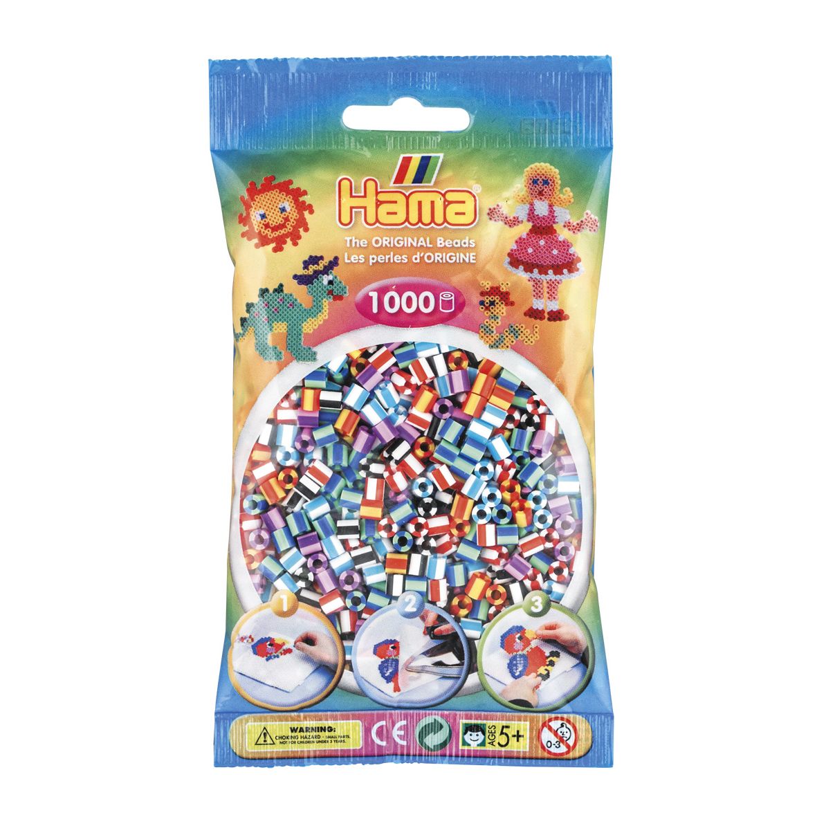 090 Hama Sachet 1000 perles mix rayé