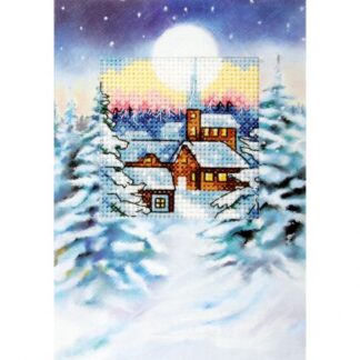 Le village enneigé, carte à broder- 6233