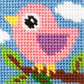 Broderie enfant: Oiseau rose