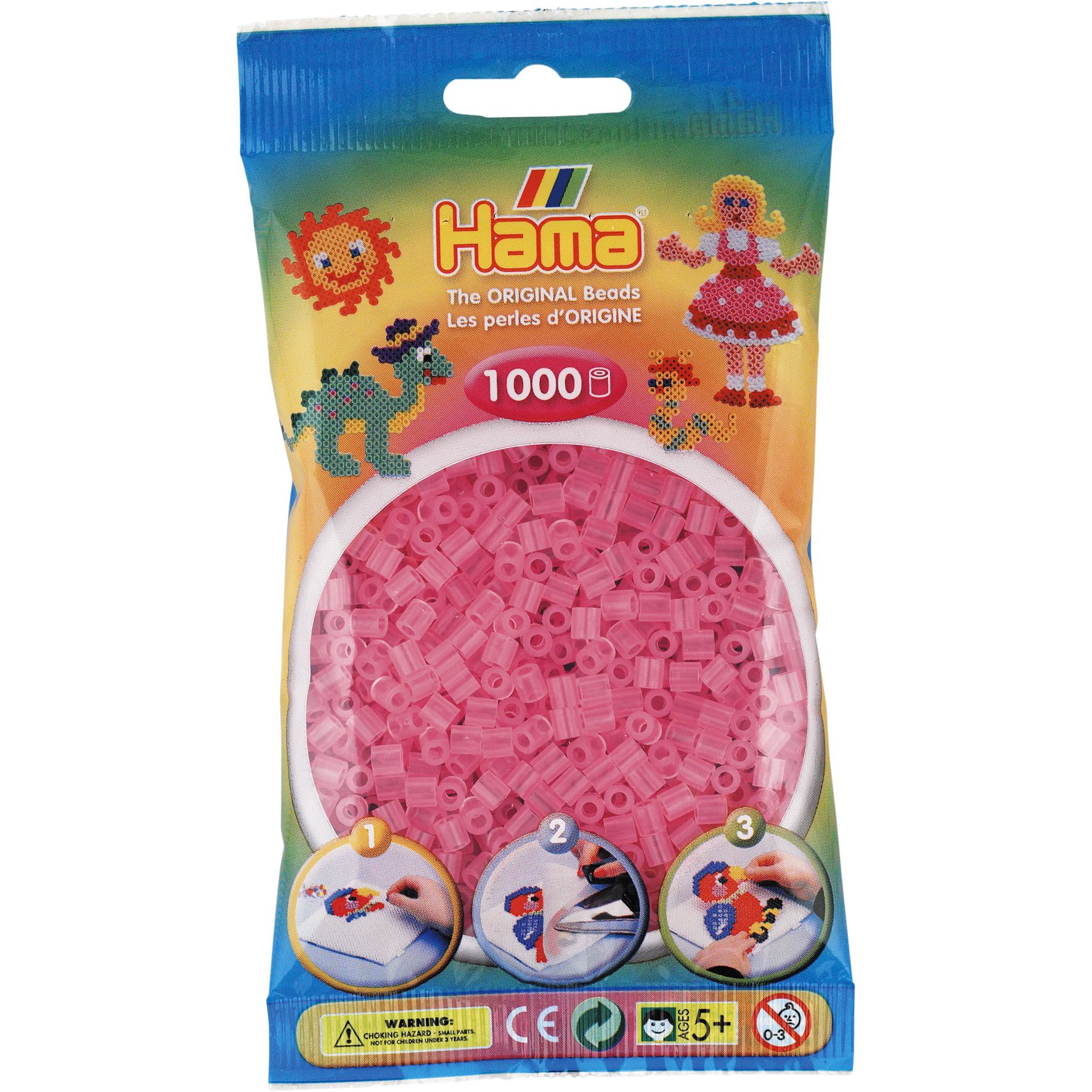 072. Hama sachet 1000 perles rose transparent