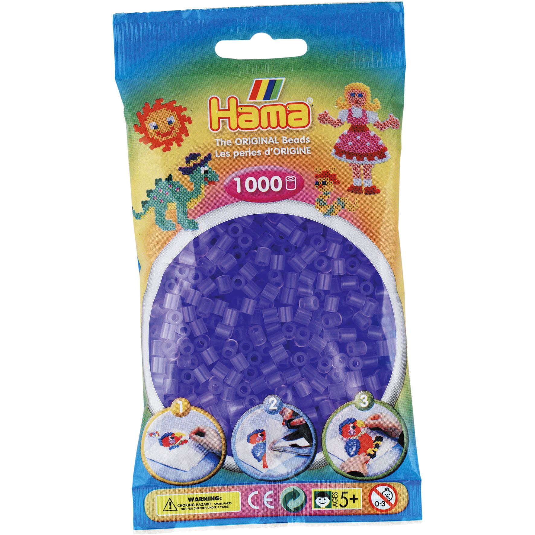 074. Hama sachet 1000 perles lilas transparent