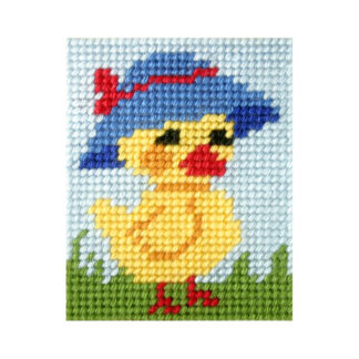 Broderie enfant: Poussin au chapeau bleu - 9701