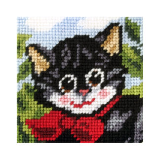 Broderie enfant: Chat noir et gris - 9606