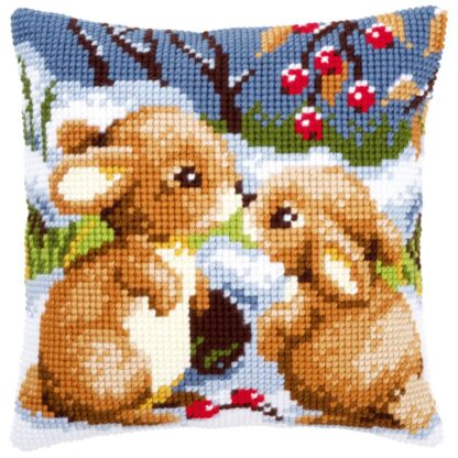 Coussin Lapins dans la neige - Vervaco 21832