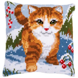 Coussin chat dans la neige - Vervaco 166625